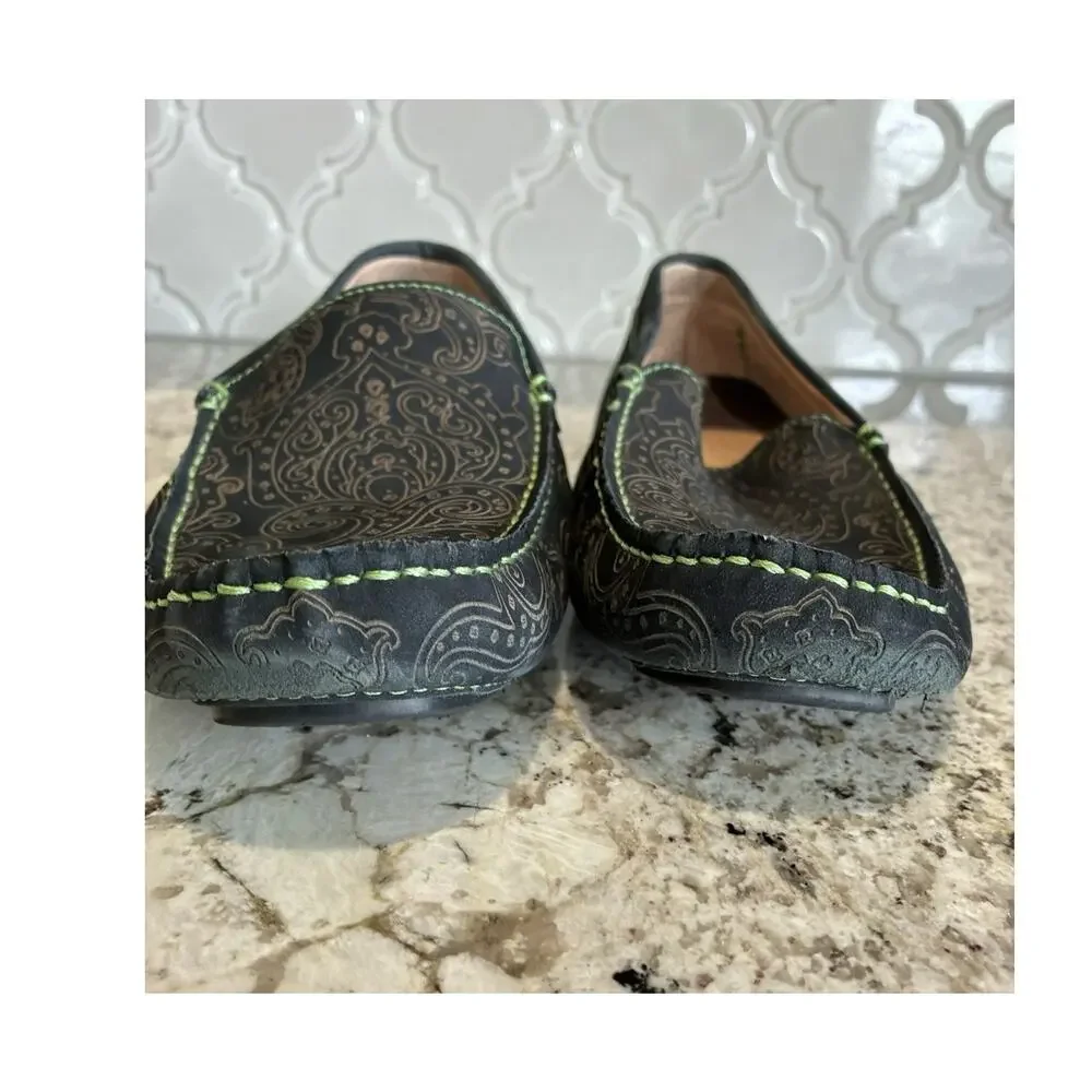 Robert Graham Men's Soprano Black Paisley-Print Suede Drivers shoes size 9